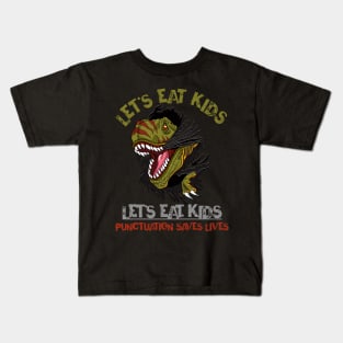 Let's Eat Kids Punctuation Saves Lives Rex Dinosaur Halloween Kids T-Shirt
